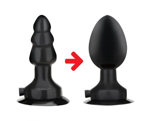 Черная надувная вибропробка на присоске - 10 см.