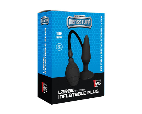 Чёрная анальная втулка с функцией расширения MENZSTUFF LARGE INFLATABLE PLUG - 14,5 см.