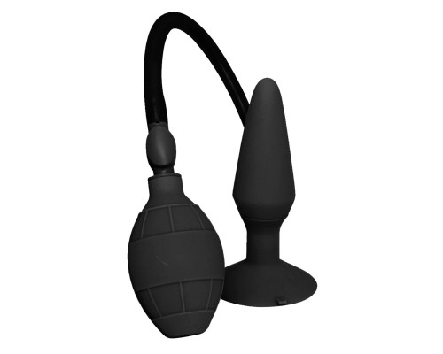 Чёрная анальная втулка с функцией расширения MENZSTUFF LARGE INFLATABLE PLUG - 14,5 см.