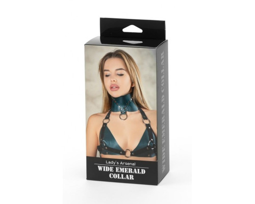 Изумрудный широкий ошейник Ladys Arsenal с заклепками