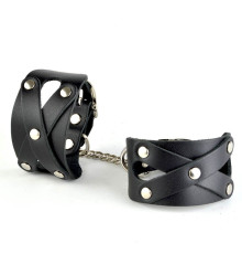 Черные кожаные наручники  Цезарь