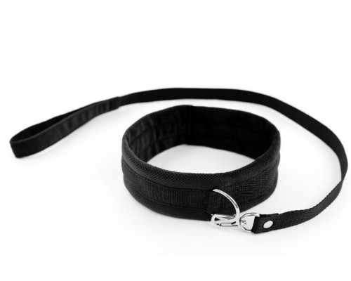 Черный ошейник My Rules с поводком