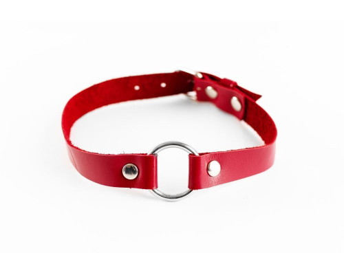 Красный чокер из натуральной кожи