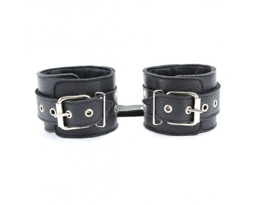 Чёрные наручники из кожи с пряжками