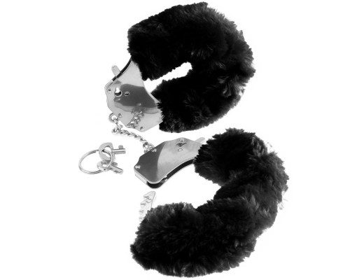 Металлические наручники Furry Love Cuffs с черным мехом