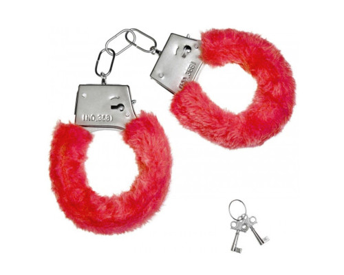 Красные плюшевые наручники с ключиками