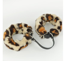 Черные кожаные оковы со съемной леопардовой опушкой