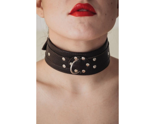 Широкий черный ошейник из мягкой кожи