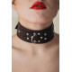 Широкий черный ошейник из мягкой кожи