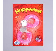 Металлические наручники с розовой плюшевой отделкой