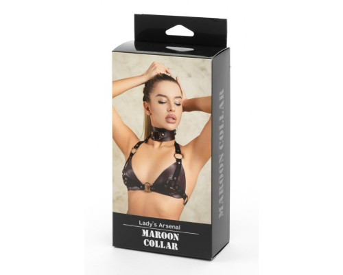 Бордовый широкий ошейник Ladys Arsenal с кольцом