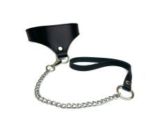 Черный кожаный ошейник Black Phoenix с поводком