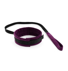 Фиолетово-черный ошейник My rules с поводком