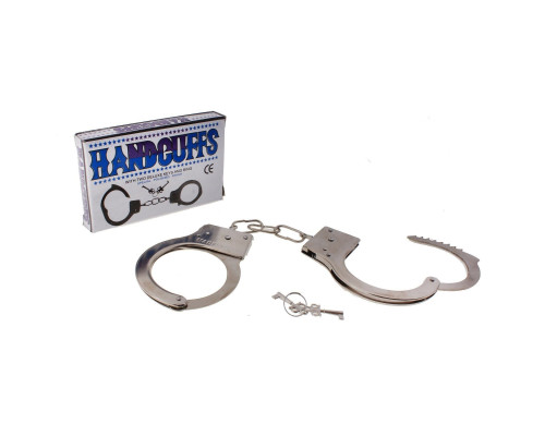 Серебристые металлические наручники с ключиками