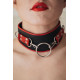 Черный кожаный ошейник с кольцом