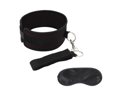 Черный ошейник с длинным поводком Collar and Leash Set