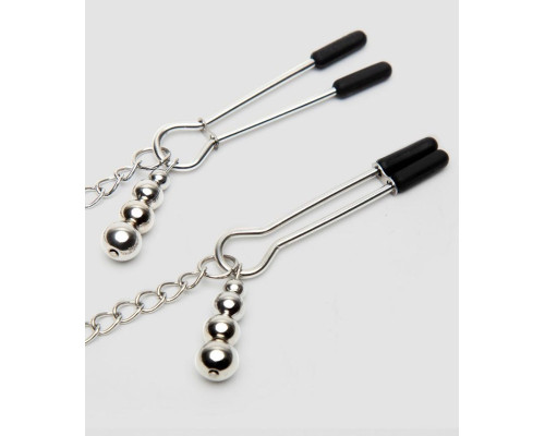 Атласный ошейник с зажимами для сосков Play Nice