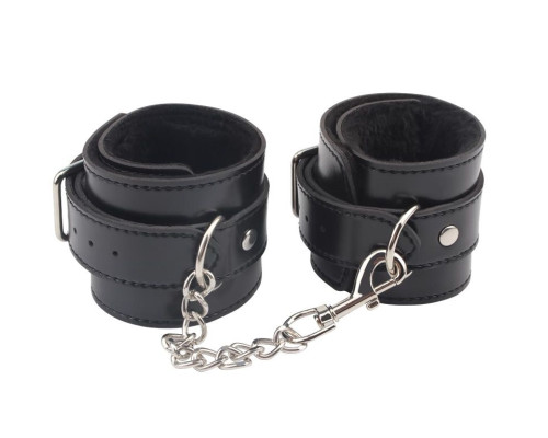 Черные оковы на ноги Obey Me Leather Ankle Cuffs