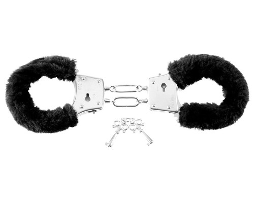 Меховые чёрные наручники Beginner s Furry Cuffs