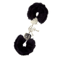 Металлические наручники с чёрной меховой опушкой