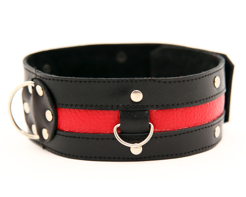 Чёрный ошейник с красной полосой