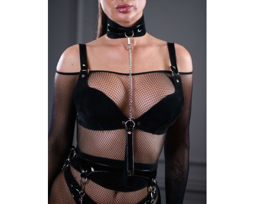 Стильный замшевый ошейник с поводком Sex Game