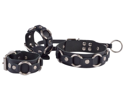 Черные кожаные наручники  Властелин колец