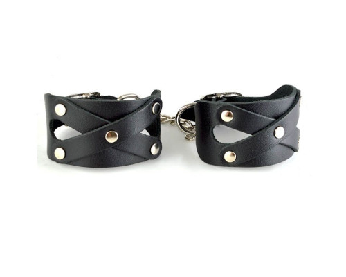 Черные кожаные наручники  Цезарь