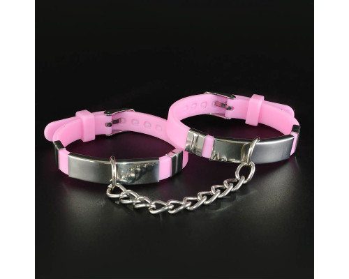 Оригинальные силиконовые наручники роового цвета