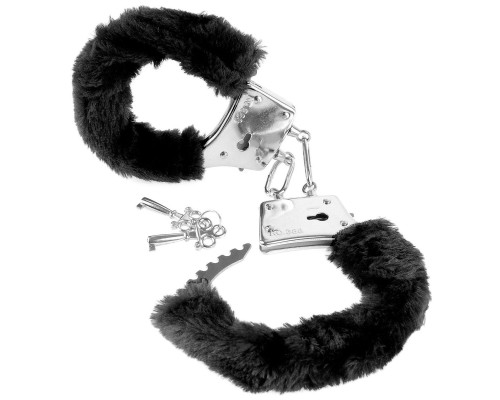 Меховые чёрные наручники Beginner s Furry Cuffs