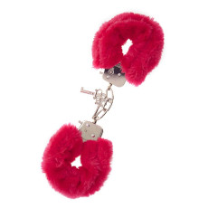 Металлические наручники с красной меховой опушкой METAL HANDCUFF WITH PLUSH RED