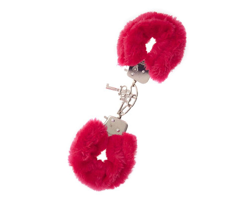Металлические наручники с красной меховой опушкой METAL HANDCUFF WITH PLUSH RED