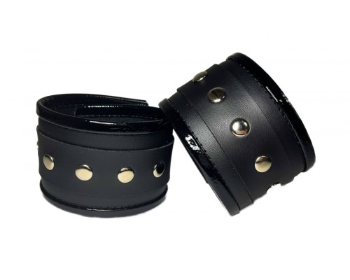 Черные наручники из эко-кожи