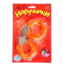 Металлические наручники с оранжевой плюшевой отделкой