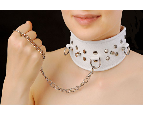 Белый кожаный ошейник