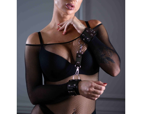 Коричневые кожаные наручники Sex Game