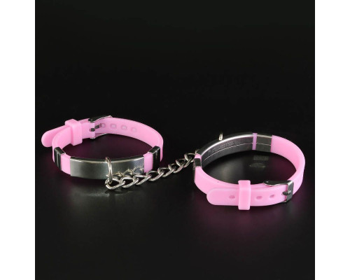 Оригинальные силиконовые наручники роового цвета