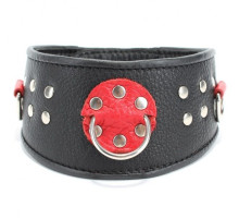 Кожаный ошейник с клепками и кольцами