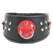 Кожаный ошейник с клепками и кольцами