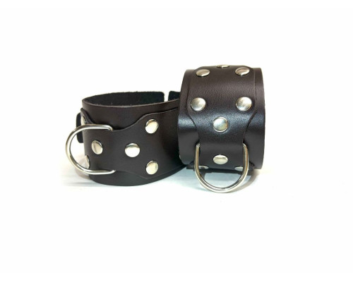 Коричневые кожаные наручники Sex Game