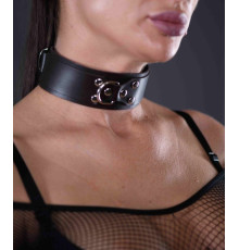 Коричневый кожаный ошейник Sex Game