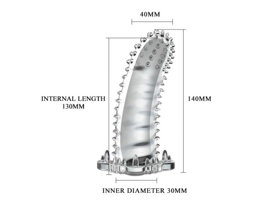 Насадка на пенис со стимуляцией предвагинальной зоны - 14 см.