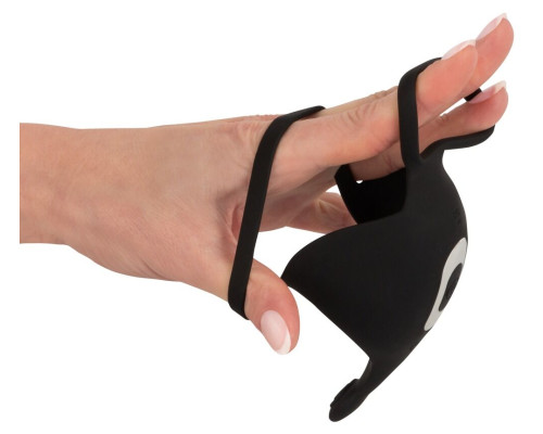 Черная вибронасадка для эрекции и стимуляции мошонки Cock ring with RC ball massager