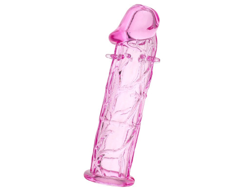 Розовая насадка фаллической формы - 12,5 см.