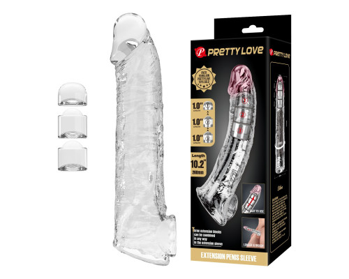 Прозрачный фаллоудлинитель с подхватом мошонки Silas - 26 см.