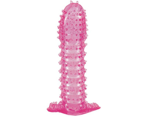 Гелевая розовая насадка с шипами - 12 см.