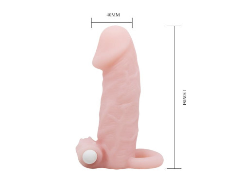 Телесная насадка с клиторальным стимулятором - 15 см.