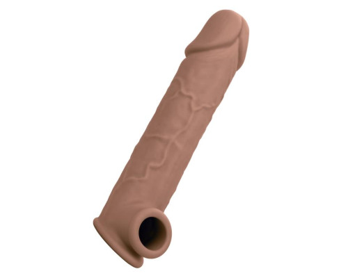 Коричневая удлиняющая насадка на член Life-Like Extension 8” - 20,25 см.
