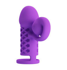 Фиолетовая вибронасадка с клиторальным отростком Harden