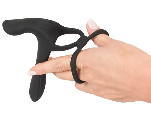 Черная насадка на член с вибрацией Couple’s Vibrator